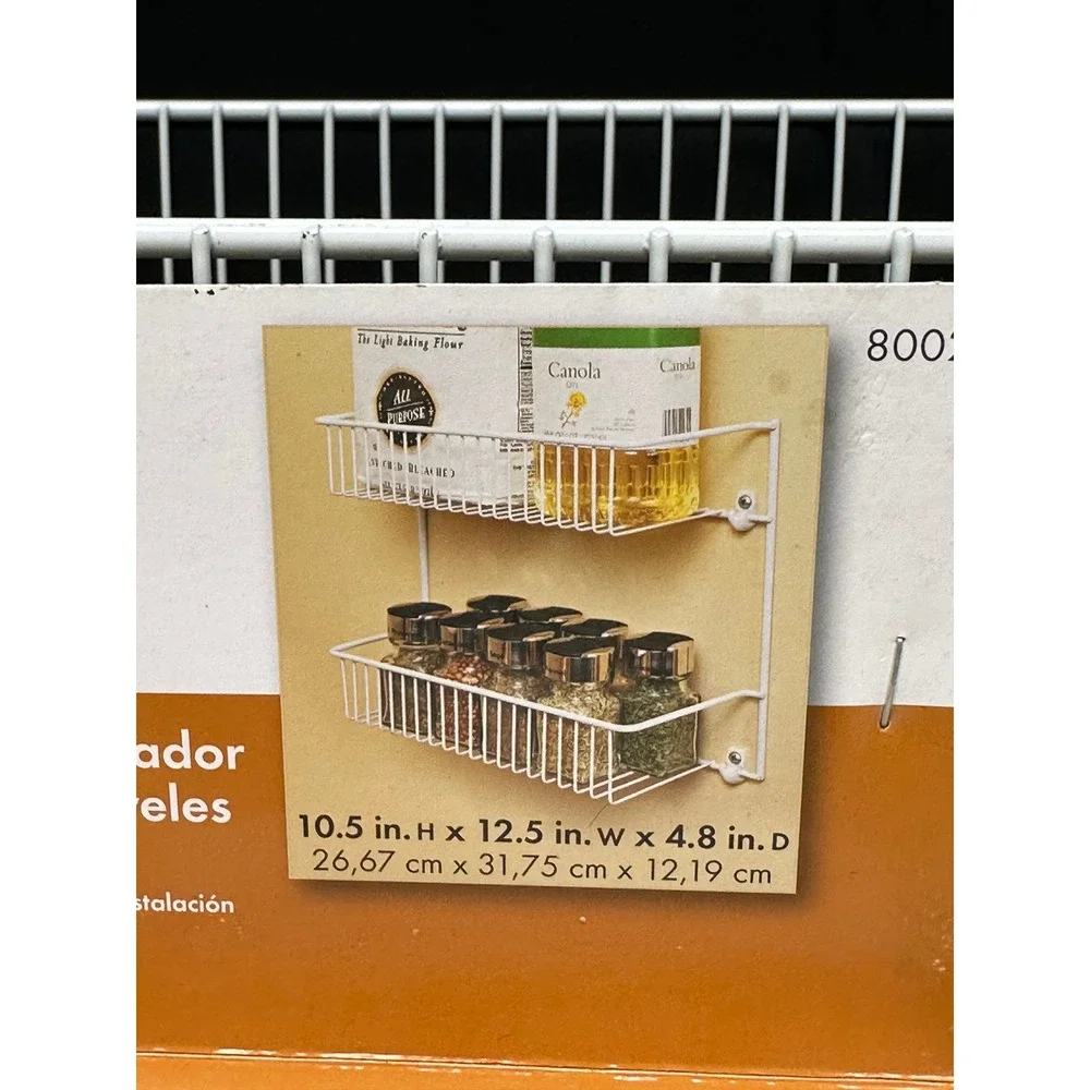 ClosetMaid 2 Tier Rack White Wire Wall Mount Spice Organizer 8002